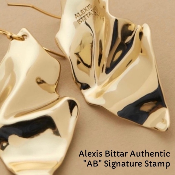 ALEXIS BITTAR Gold Crumpled Wire Drop Earrings - Picture 1 of 13